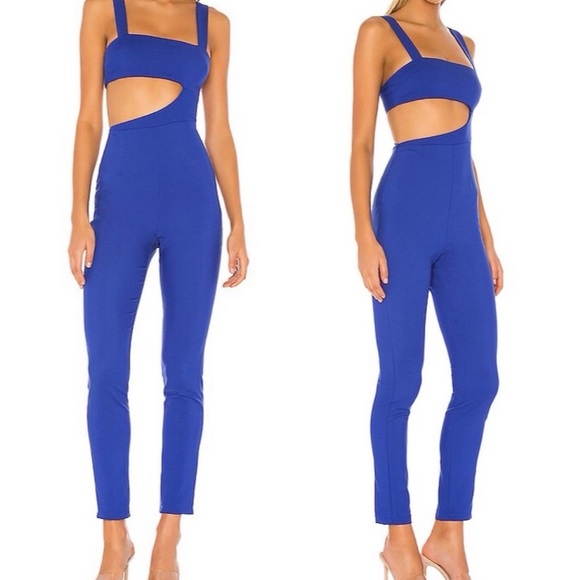 ♦️SOLD♦️NWT Superdown Leslie Cut Out Jumpsuit Cobalt Blue - Picture 2 of 10